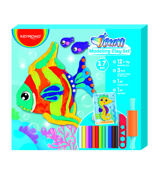 Set de Plastilinas, Ocean, (12x Plastilinas, 3x Hojas de Papel, 2x Herramientas p/Plastilinas), Set